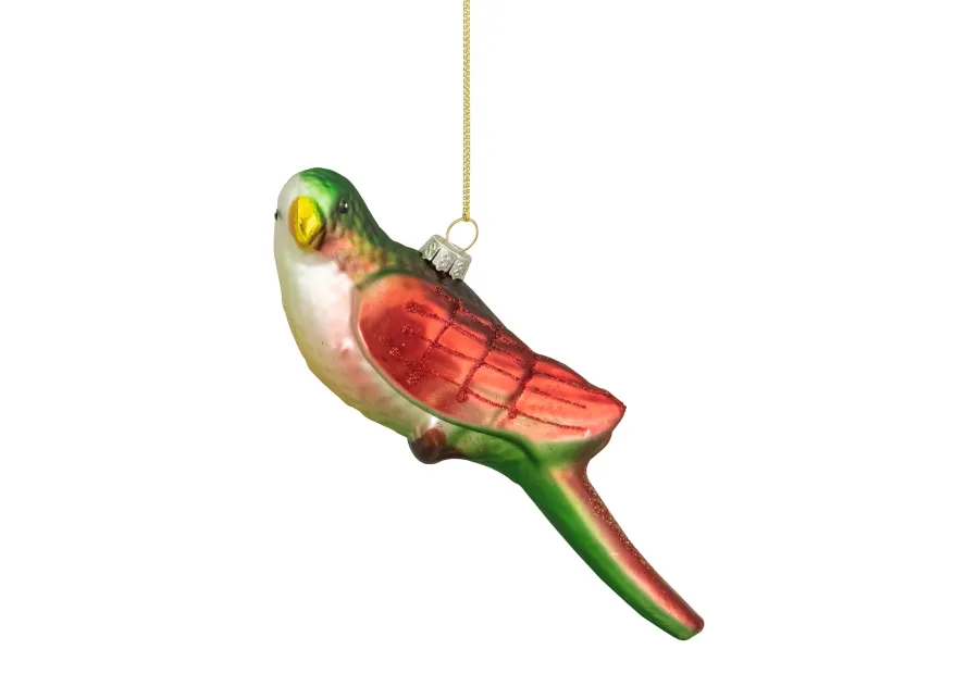 6.5" Yellow and Red Parrot Glass Christmas Ornament