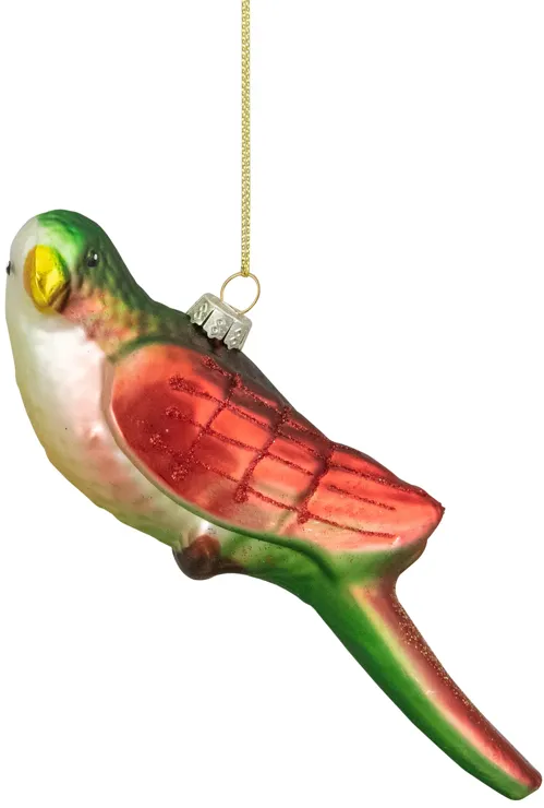 6.5" Yellow and Red Parrot Glass Christmas Ornament