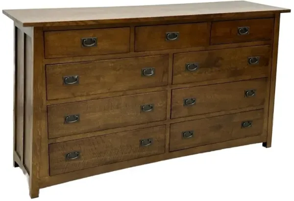 Crafters and Weavers Mission Quarter Sawn Oak 9 Drawer Dresser - Walnut stain