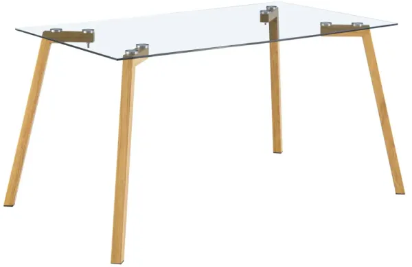 Hivvago Modern Minimalist Rectangular Tempered Glass Dining Table with Metal Legs for 46 People