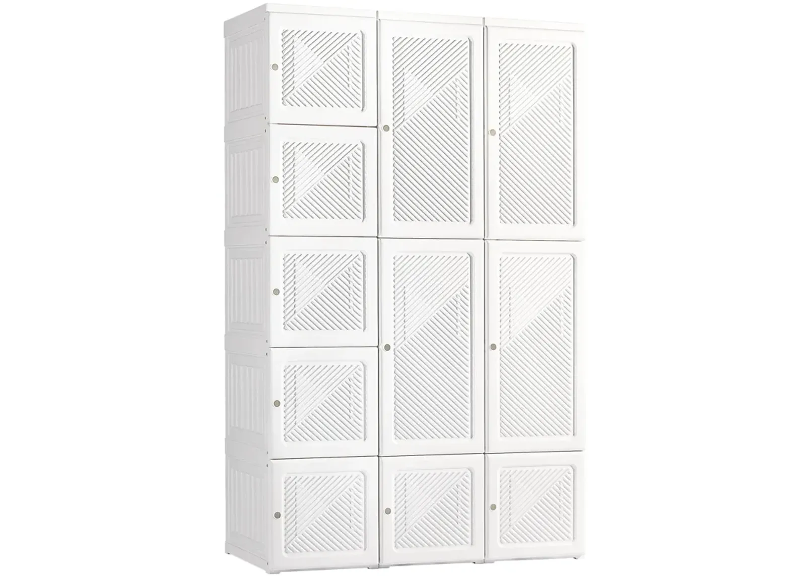 HOMCOM Portable Wardrobe Closet, Folding Bedroom Armoire, Clothes Storage Organizer with 11 Cube Compartments, Hanging Rod, Magnet Doors, White