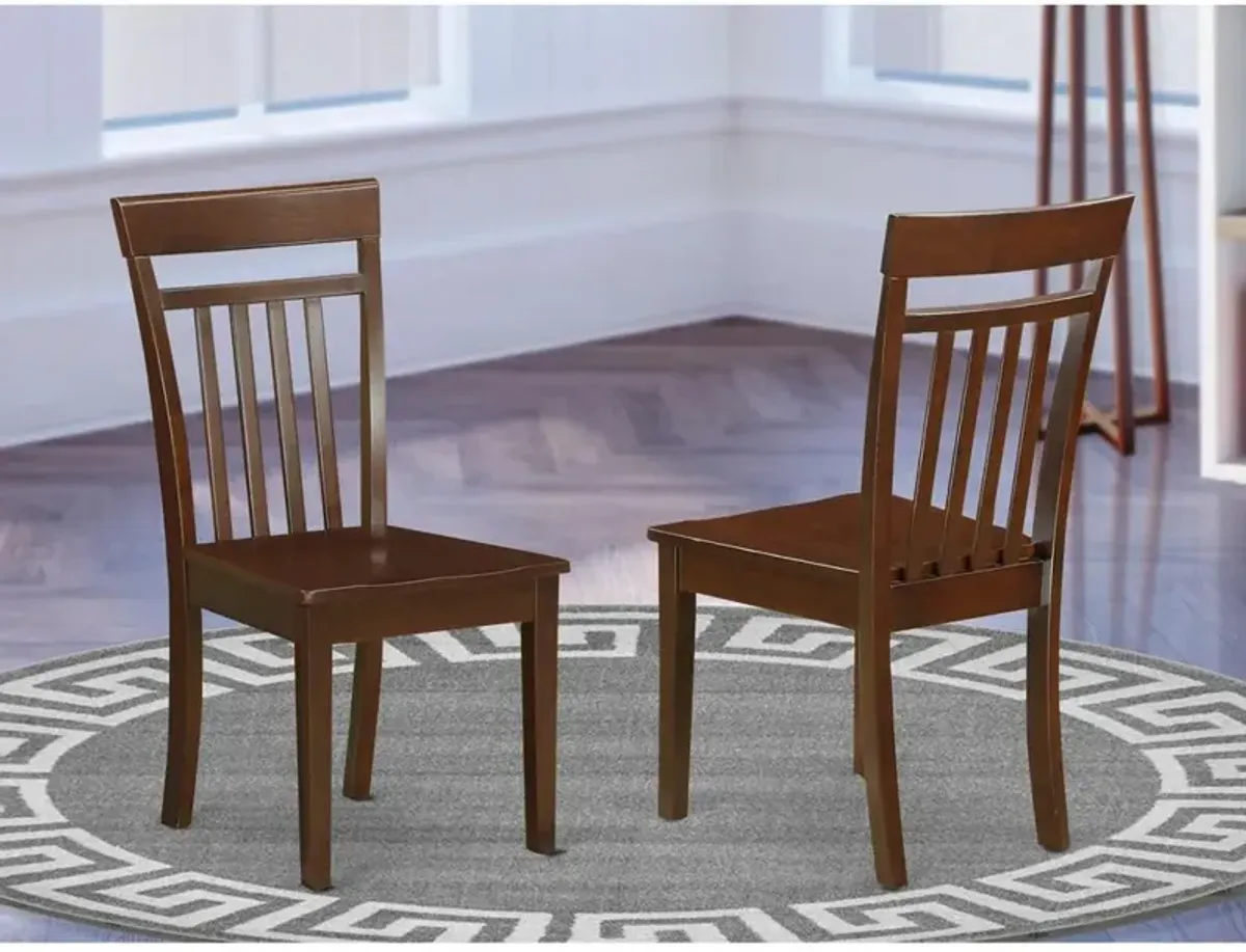 East West Furniture Capri  slat  back    Chair  for  dining  room  with  wood  Seat,  Set  of  2