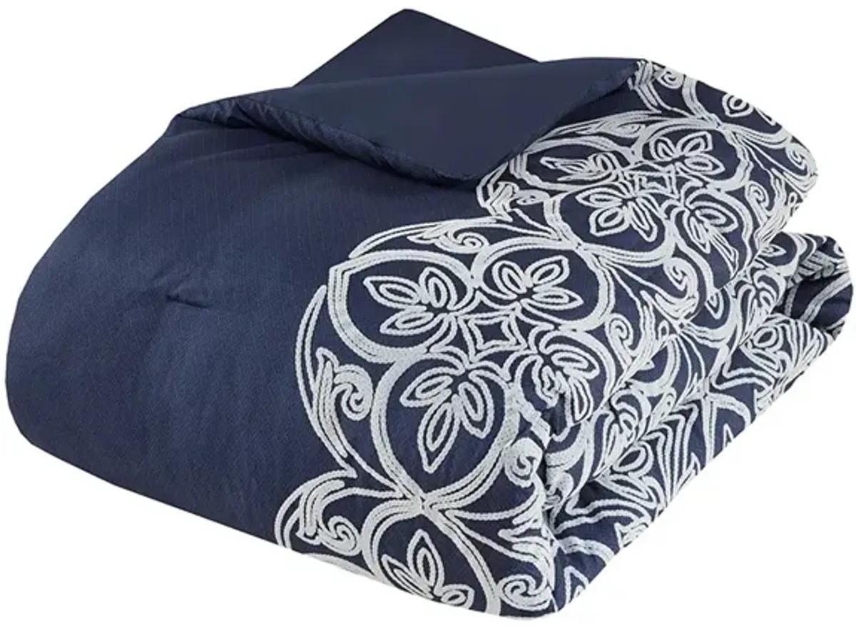 Gracie Mills Reichel Transitional Flocking Comforter Set with Throw Pillows