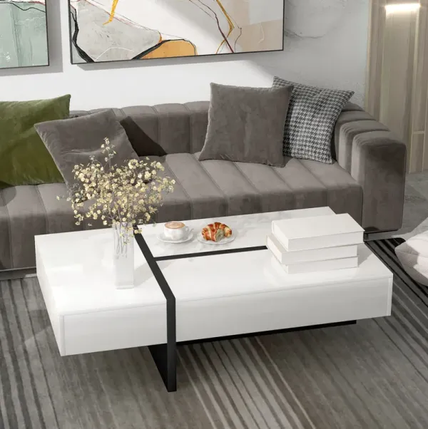 Streamdale Modern High Gloss Cocktail Table - 45.2x25.5x13.7