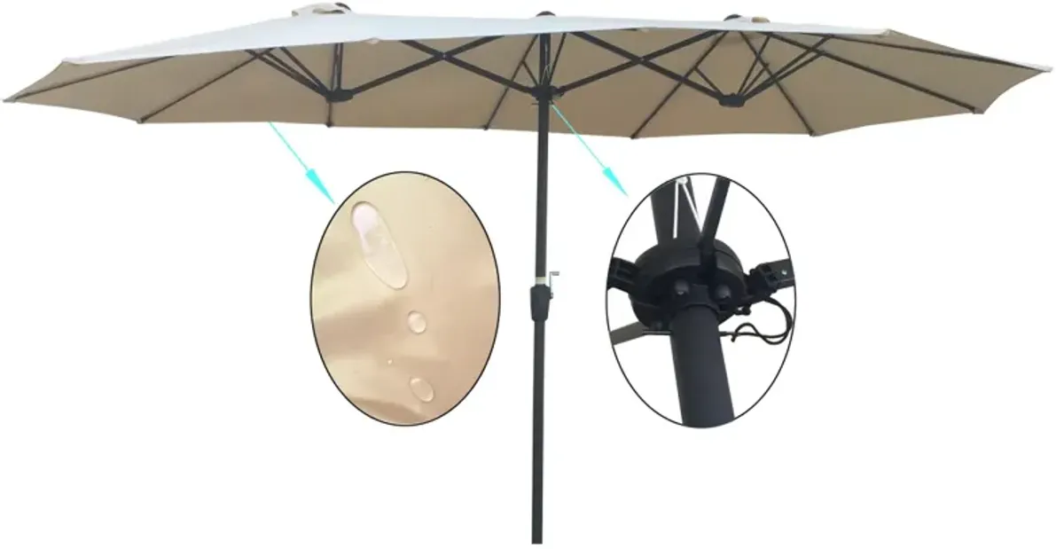 15x9FT Double-Sided Patio Umbrella Outdoor Market Table Garden Extra Large Waterproof