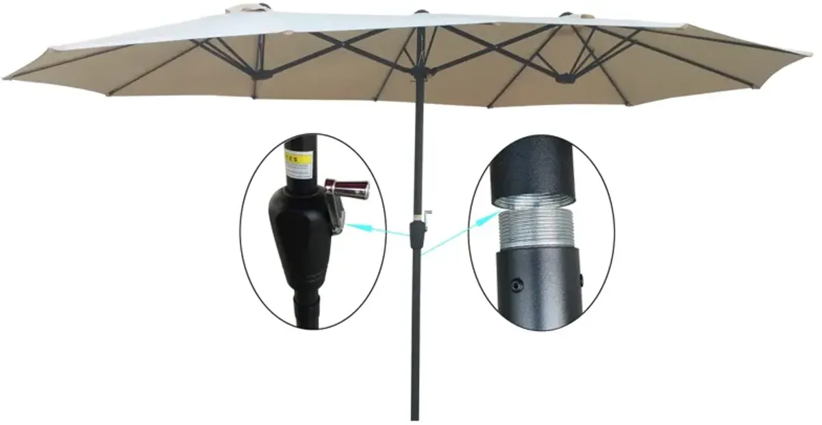 15x9FT Double-Sided Patio Umbrella Outdoor Market Table Garden Extra Large Waterproof