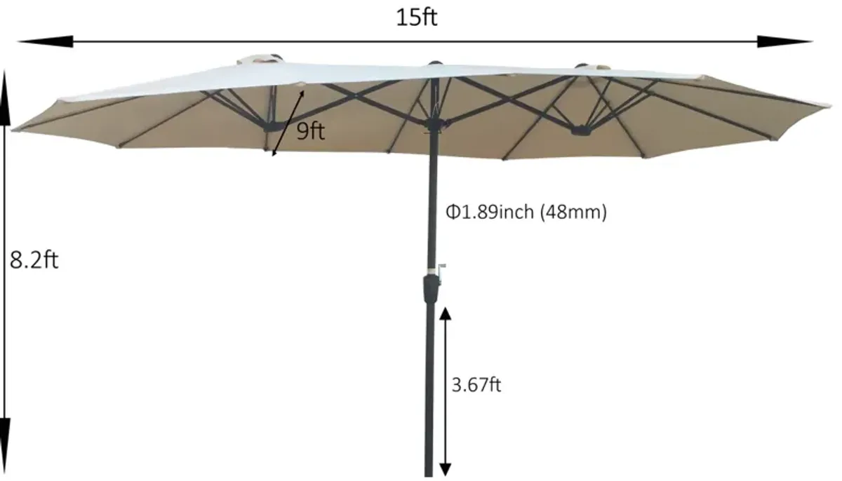 15x9FT Double-Sided Patio Umbrella Outdoor Market Table Garden Extra Large Waterproof