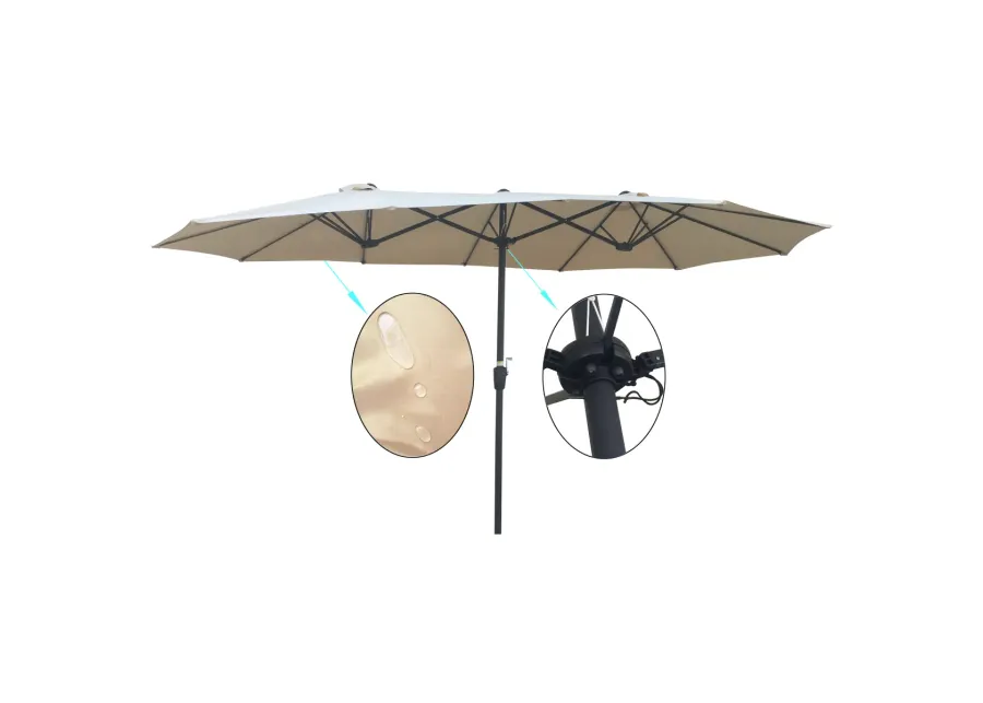 15x9Ft Double-Sided Patio Umbrella Outdoor Market Table Garden Extra Large Waterproof Twin Umbrellas with Crank and Wind Vents for Garden Deck Backyard Pool Shade Outside Deck Swimming Pool