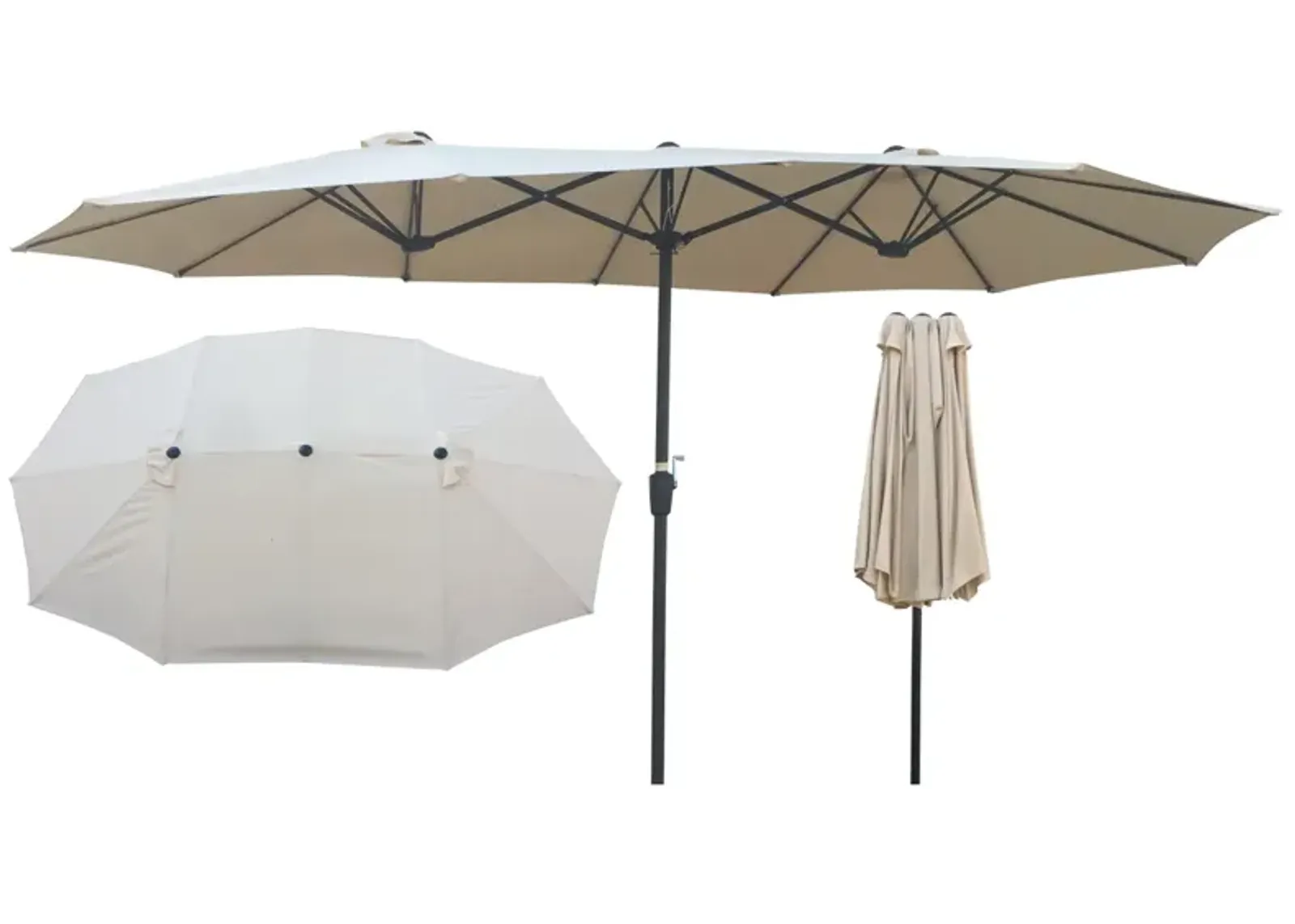 15x9FT Double-Sided Patio Umbrella Outdoor Market Table Garden Extra Large Waterproof