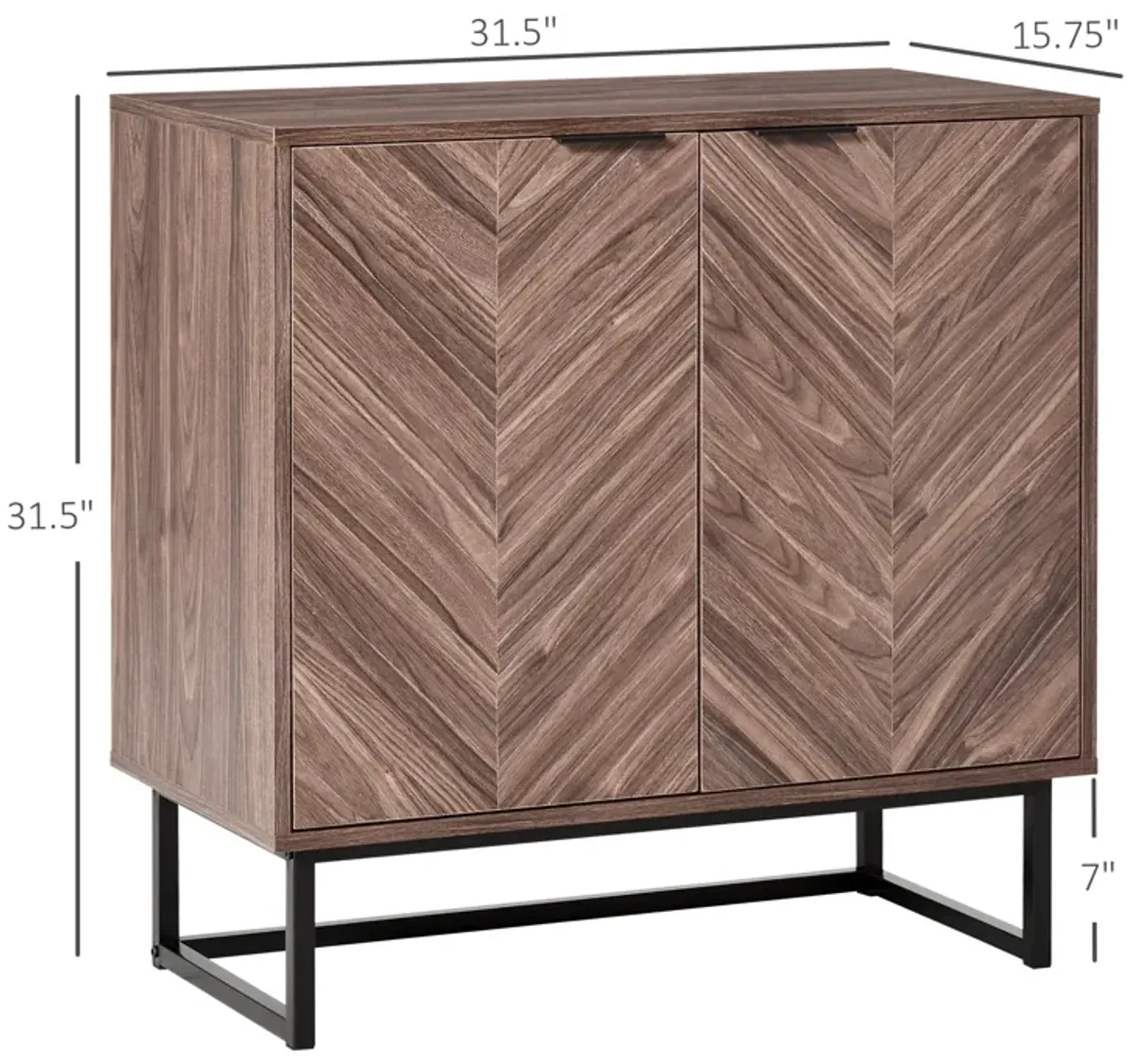 Walnut Living Room Storage: Free Standing 2-Door Cabinet with Shelf