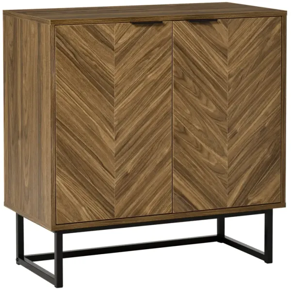 Walnut Living Room Storage: Free Standing 2-Door Cabinet with Shelf