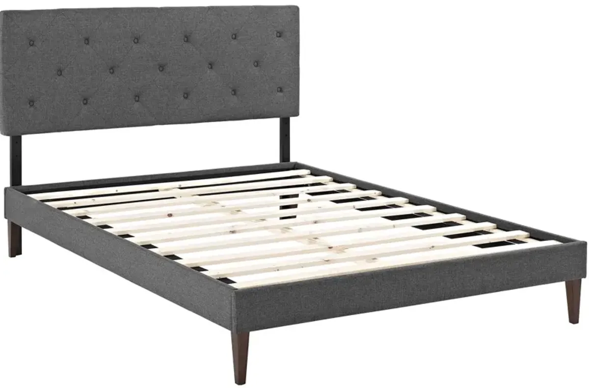 Modway - Tarah King Fabric Platform Bed with Squared Tapered Legs Gray