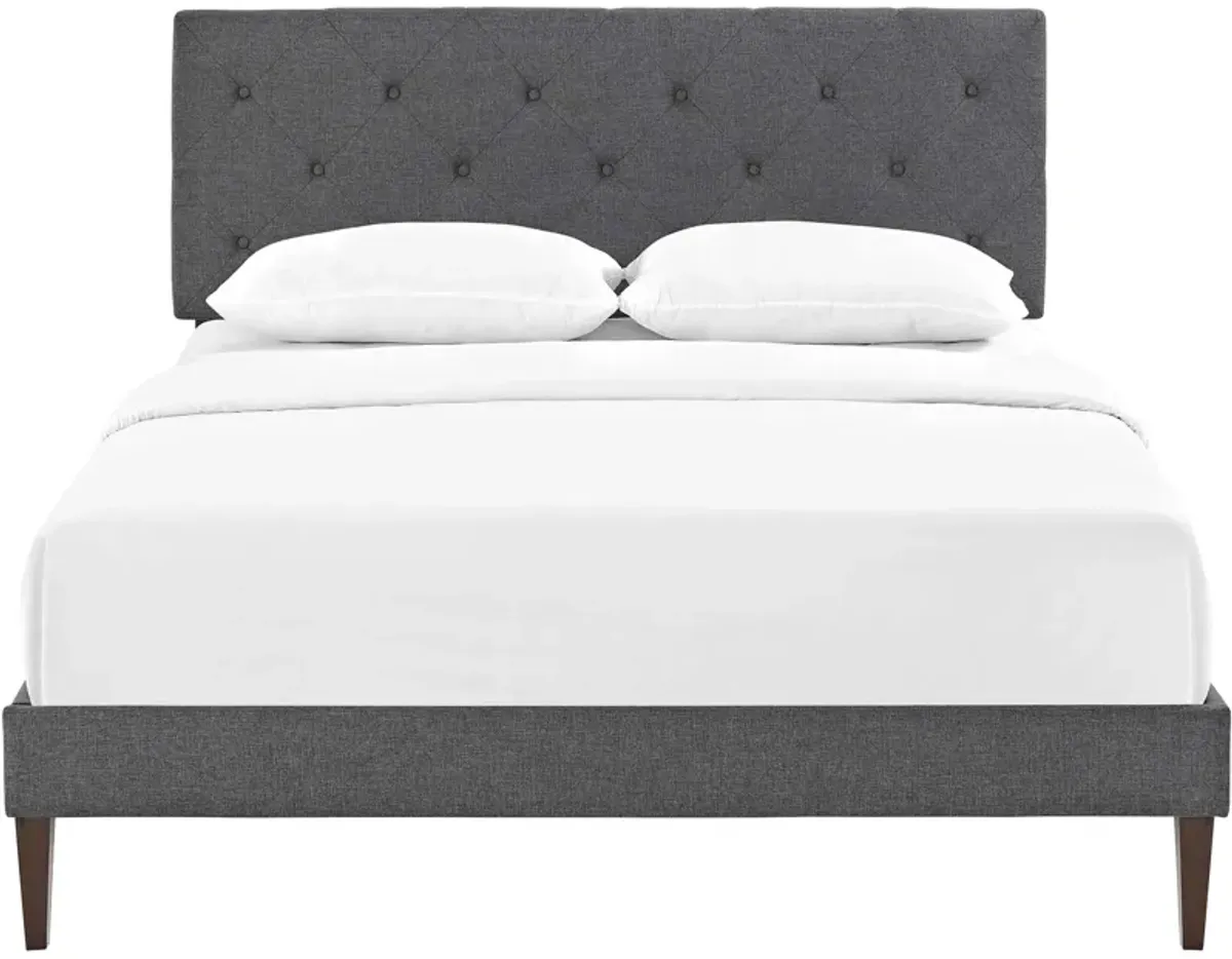 Modway - Tarah King Fabric Platform Bed with Squared Tapered Legs Gray