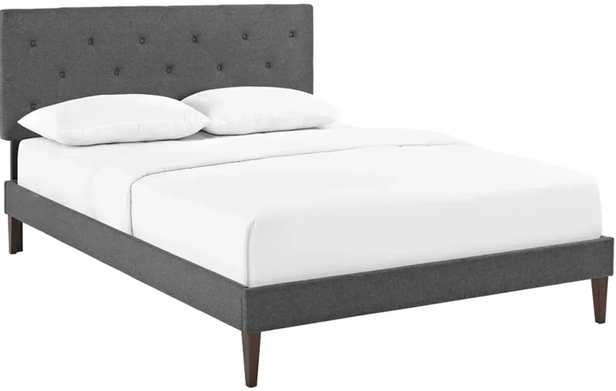 Modway - Tarah King Fabric Platform Bed with Squared Tapered Legs Gray