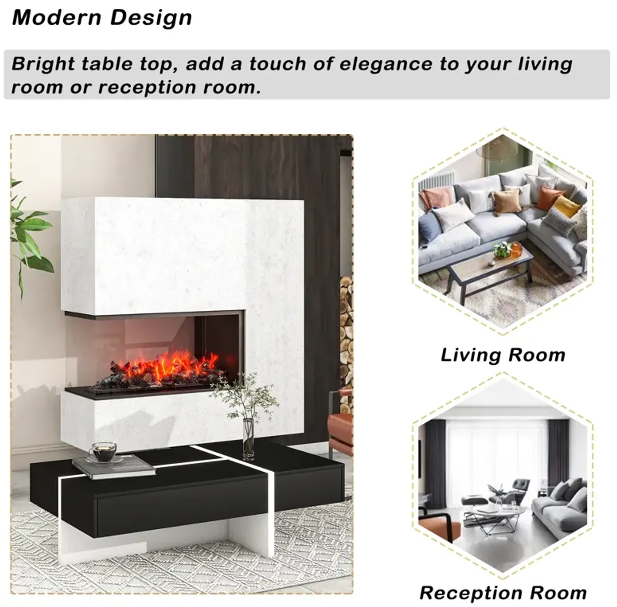 Merax Contemporary Rectangle High Gloss Coffee Table