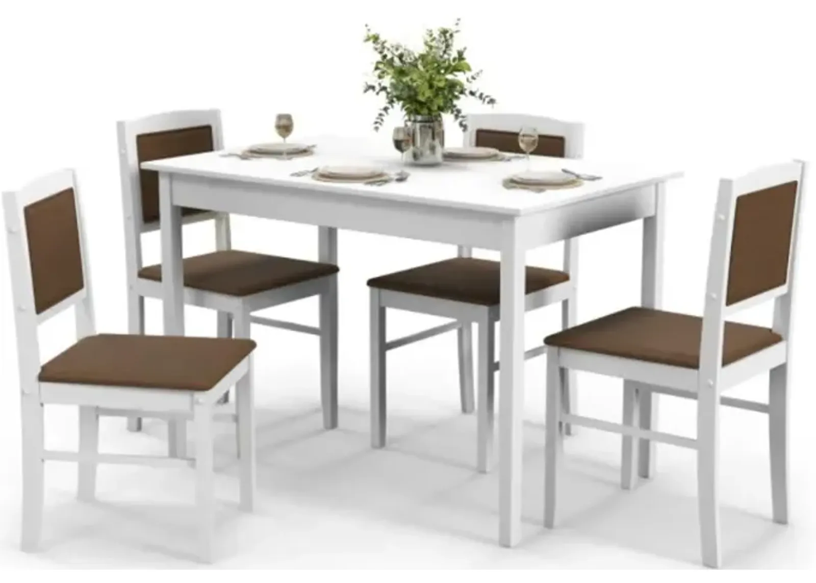 Hivvago 5-Piece Dining Set for 4 with Rubber Wood Legs for Small Dining Room