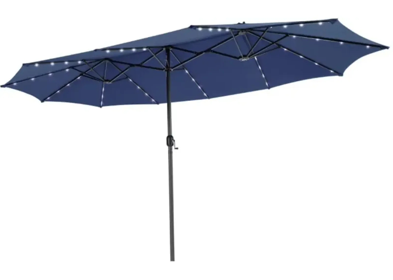 Hivvago 15 Feet Twin Patio Umbrella with 48 Solar LED Lights