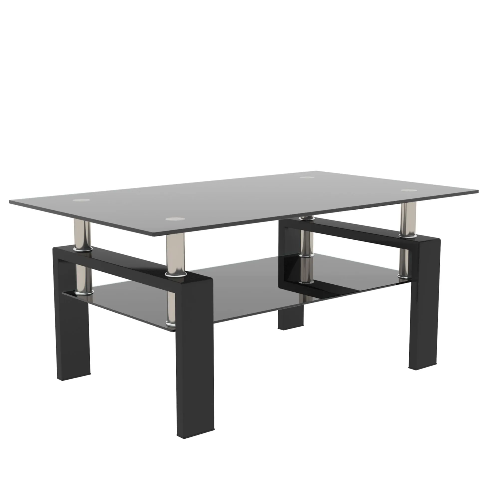 Rectangle Glass Coffee Table - Modern Side Center Table for Living Room