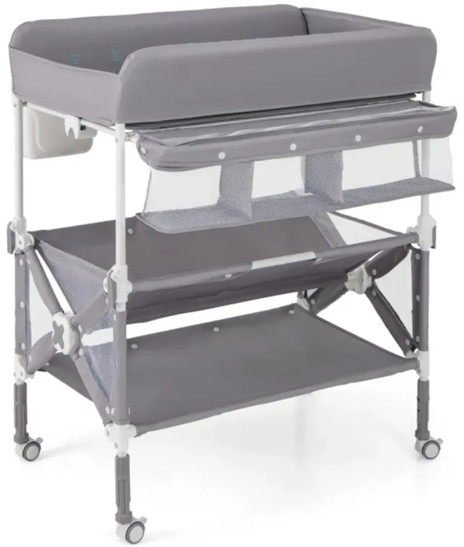 Hivvago Portable Baby Changing Table with Wheels and Large Storage Rack