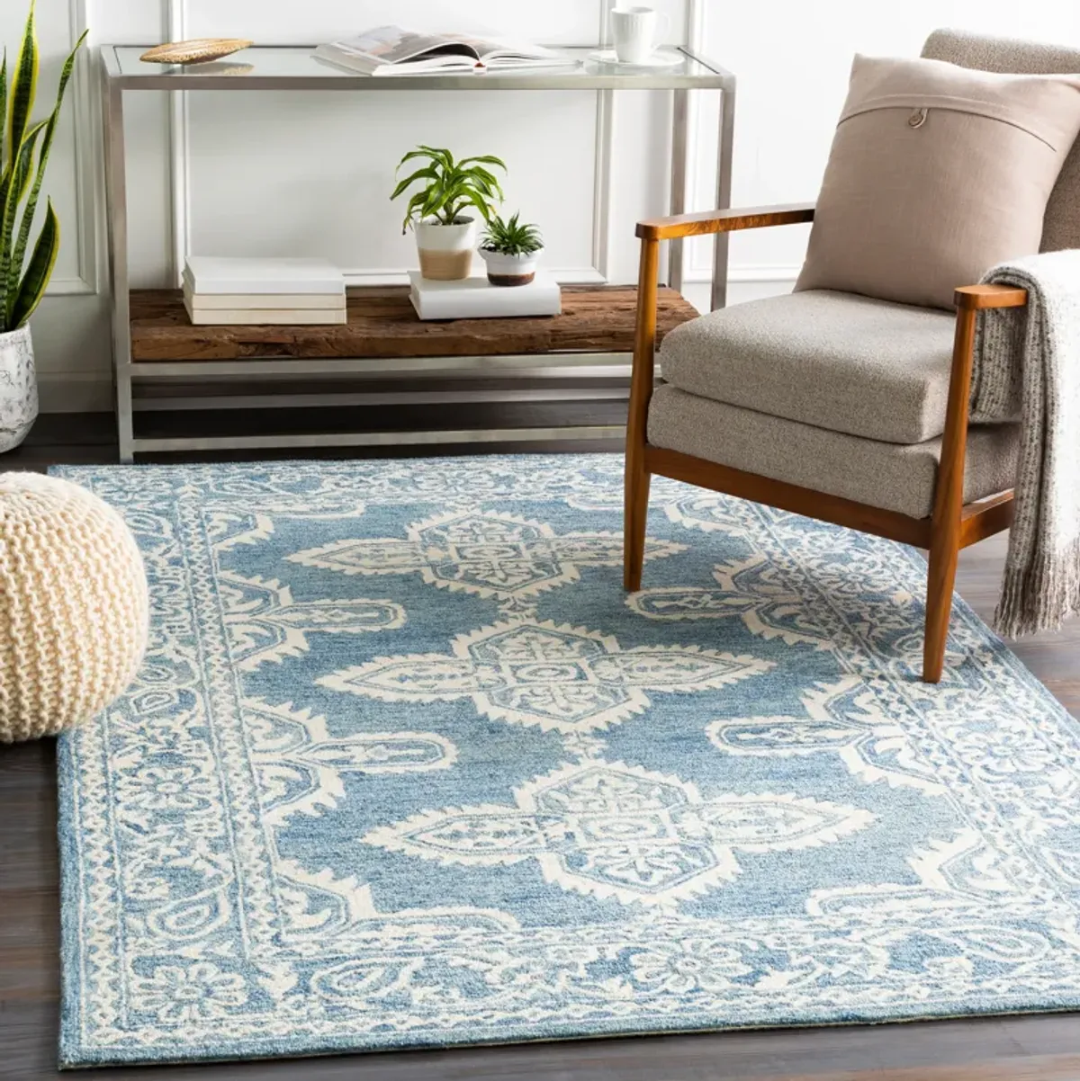 Granada GND-2300 6' Round Blue Rug