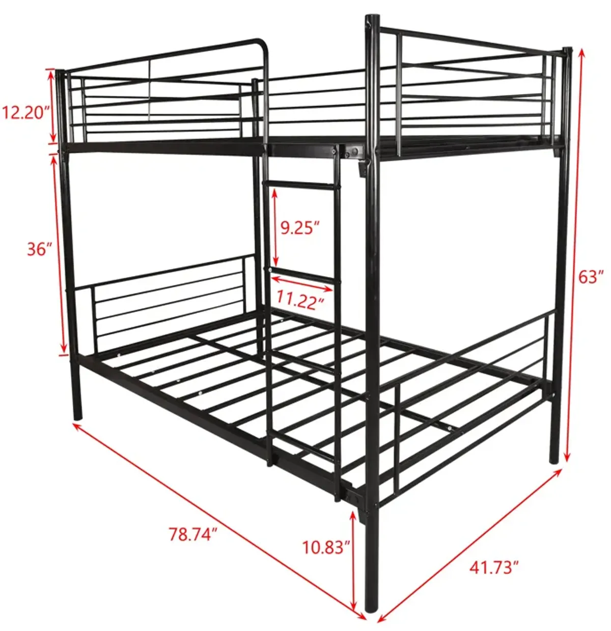 Hivvago Quick Assembly Twin Sized Metal Bunk Bed Frame with Ladder