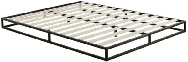 Metal Platform Bed Frame with Wood Slats in Low Profile Design