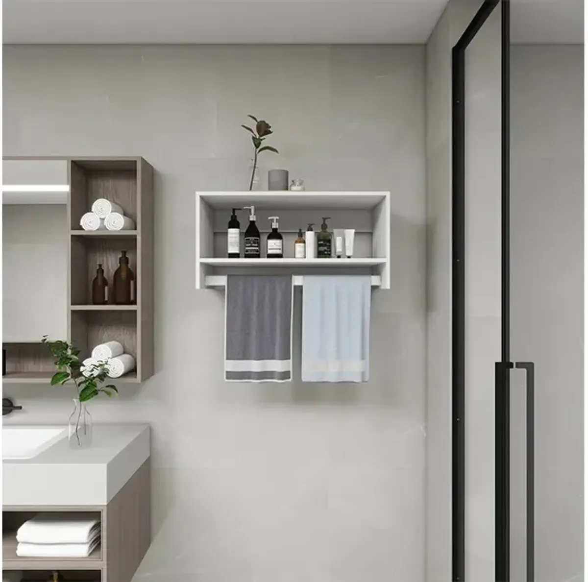 Modern Closet Organizer System,Wall Mounted Closet Organizers and Storage Walk in Closet System Closet Rack and Shelving Closet Storage for Bedroom,White