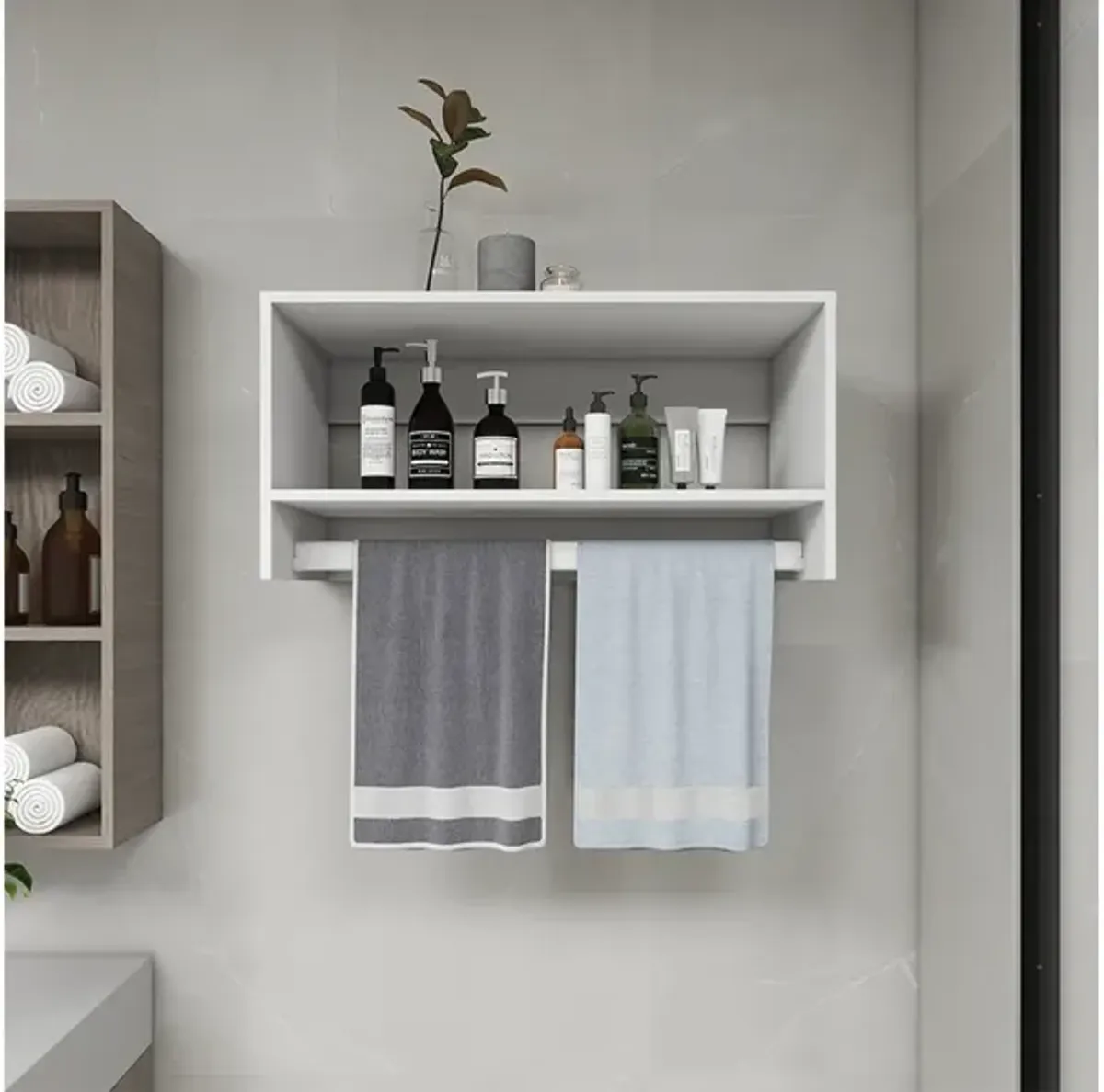 Modern Closet Organizer System,Wall Mounted Closet Organizers and Storage Walk in Closet System Closet Rack and Shelving Closet Storage for Bedroom,White