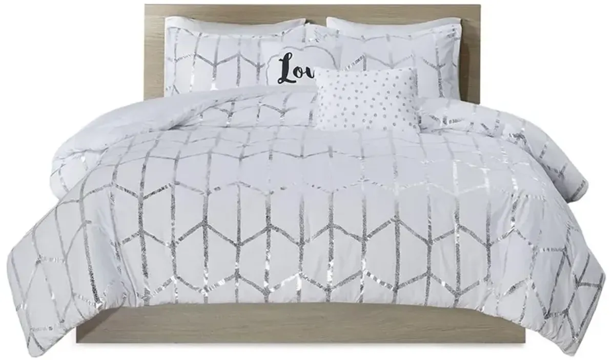 Belen Kox Enchanting Silver Metallic Printed Comforter Set, Belen Kox