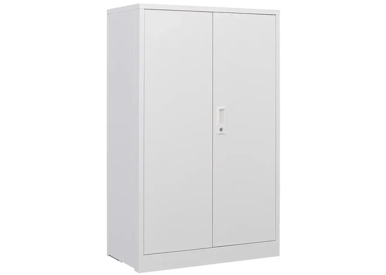 Locking Metal Storage Cabinet with Shelf, White