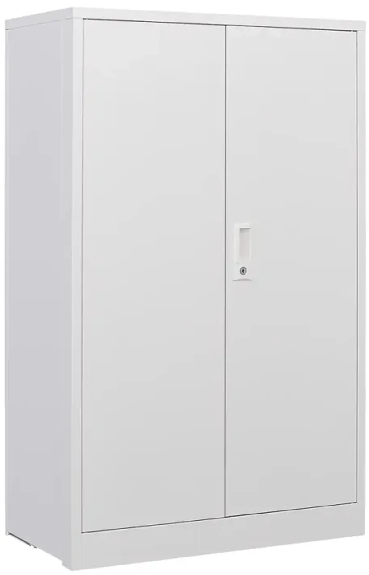 Locking Metal Storage Cabinet with Shelf, White