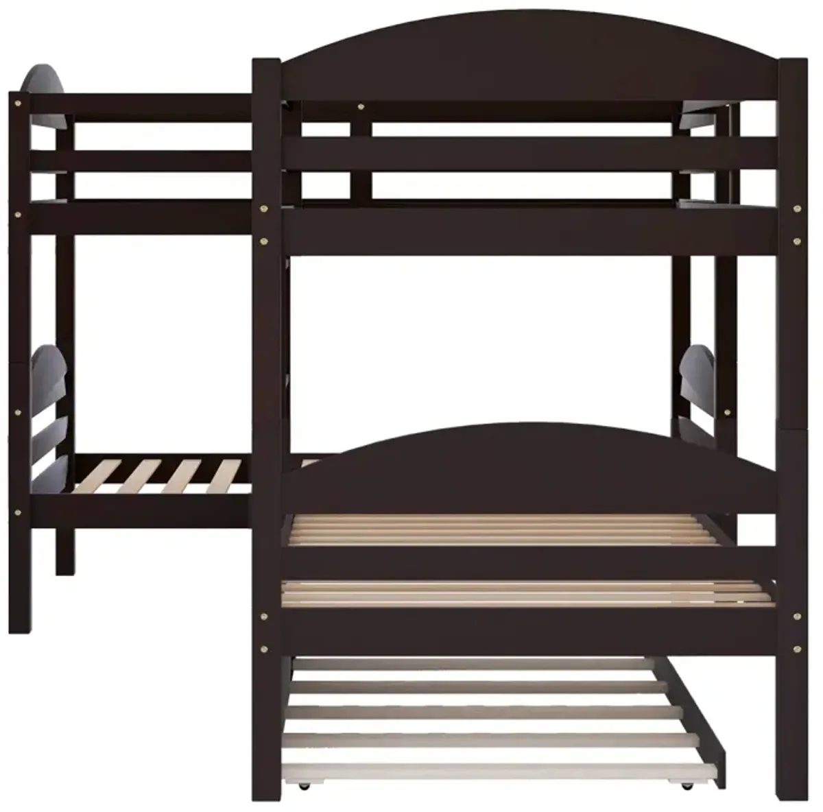 Twin L-Shaped Bunk Bed With Trundle