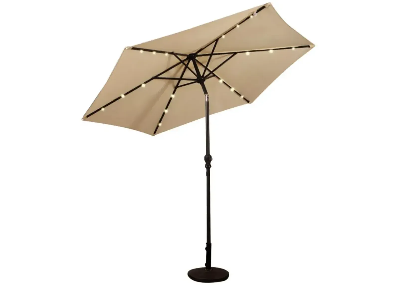 Hivvago 9 Feet Patio LED Solar Umbrella with Crank