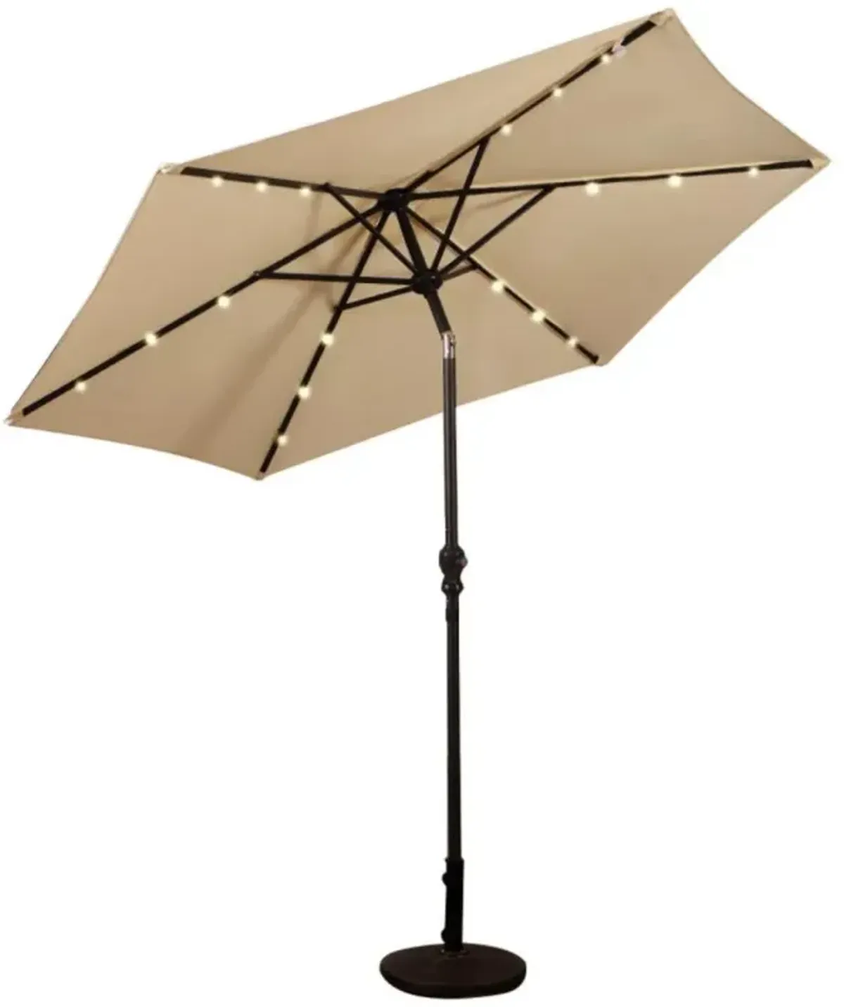 Hivvago 9 Feet Patio LED Solar Umbrella with Crank