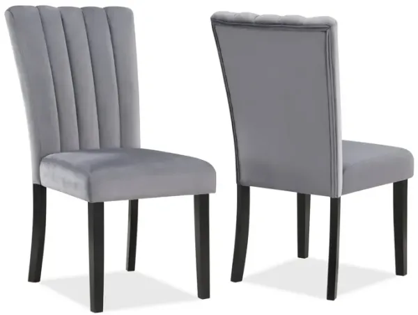 Marcus 20 Side Chair Set of 2, Fabric Upholstery, Cushioned, Black, Gray - Benzara