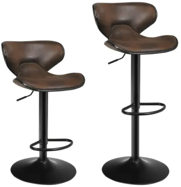 Set of 2 Adjustable Bar Stools Swivel Bar Chairs Pub Kitchen