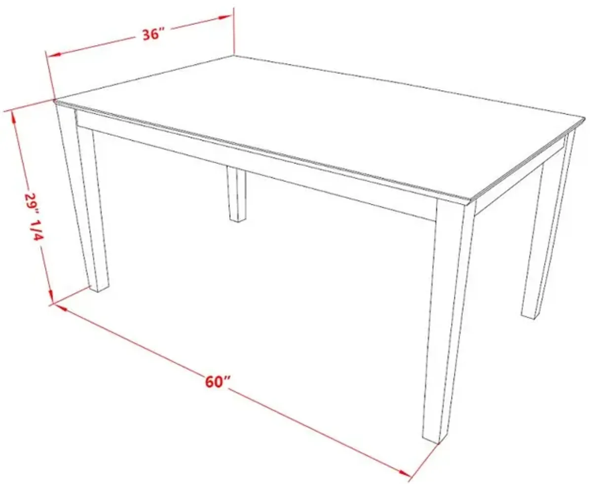 Capri Rectangular dining table 36"x60" with solid wood top - Mahogany Finish