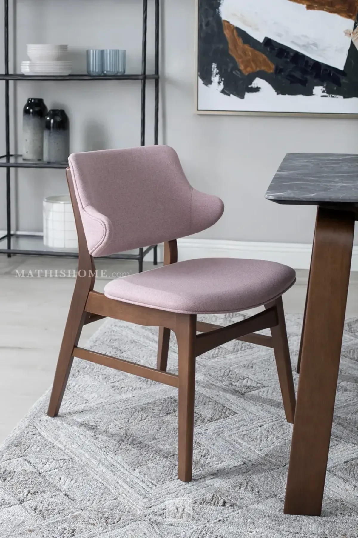 Upholstered Side Chair in Pink