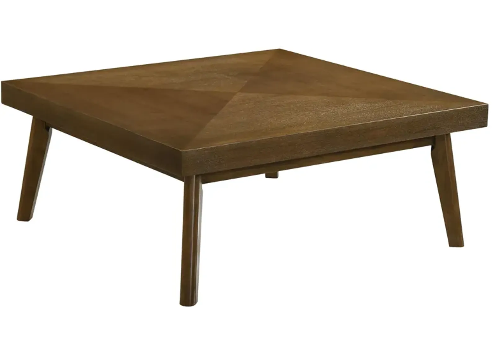 Layla Coffee Table, 39 Inch Square Top, Diamond Parquet, Walnut Brown Wood - Benzara