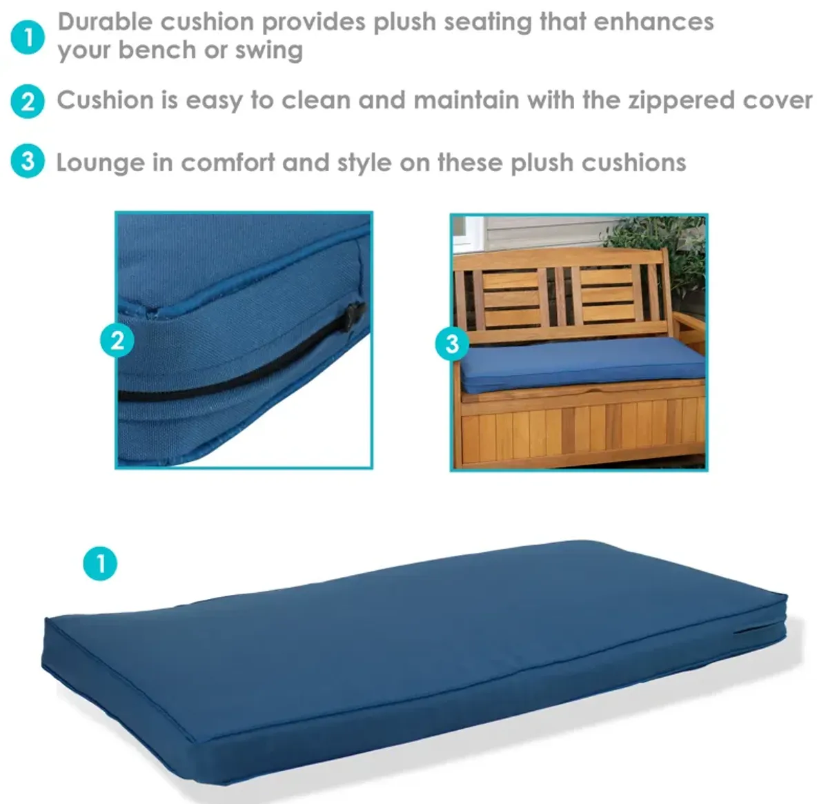 Sunnydaze Indoor/Outdoor Olefin Bench Cushion - 41 in x 18 in