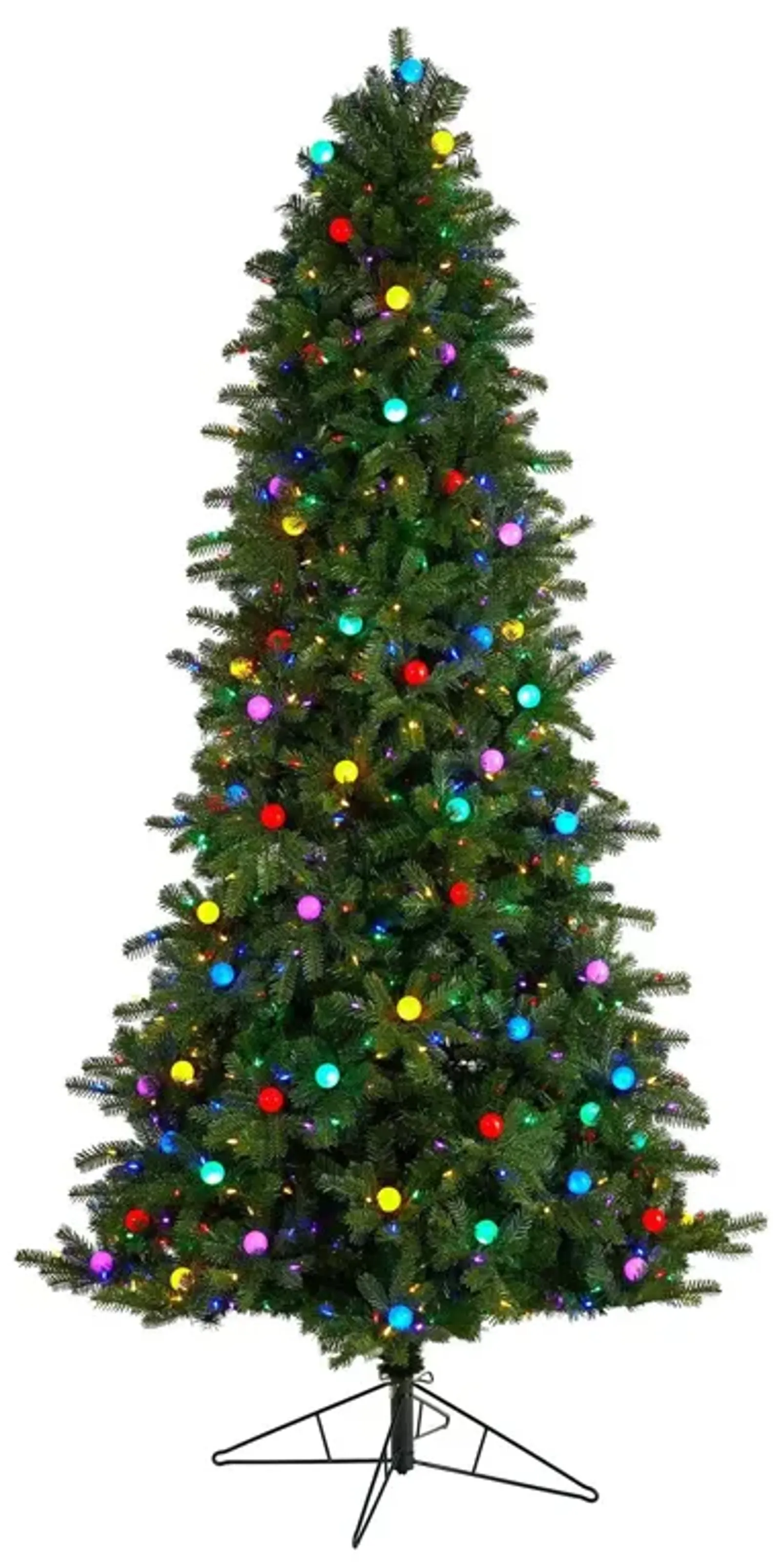 Nearly Natural Montana Mountain Fir Artificial Christmas Tree with Multi Color LED Lights and Instant Connect Technology, Globe Bulbs and Bendable Branches