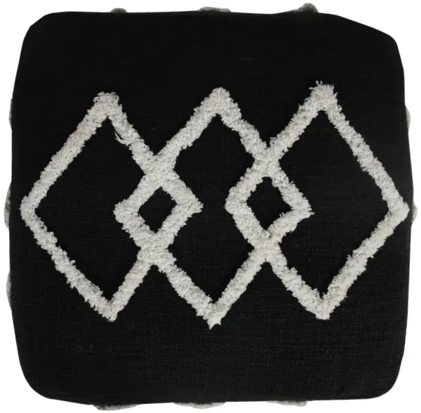 18" Black 100% Cotton Ottoman