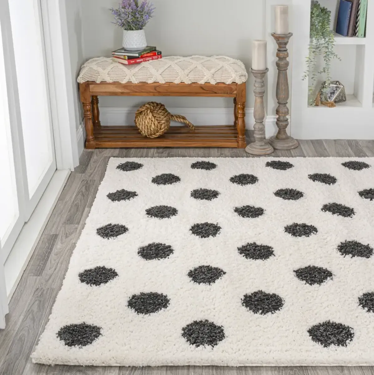 Pere Modern Charcoal Dot Shag Area Rug