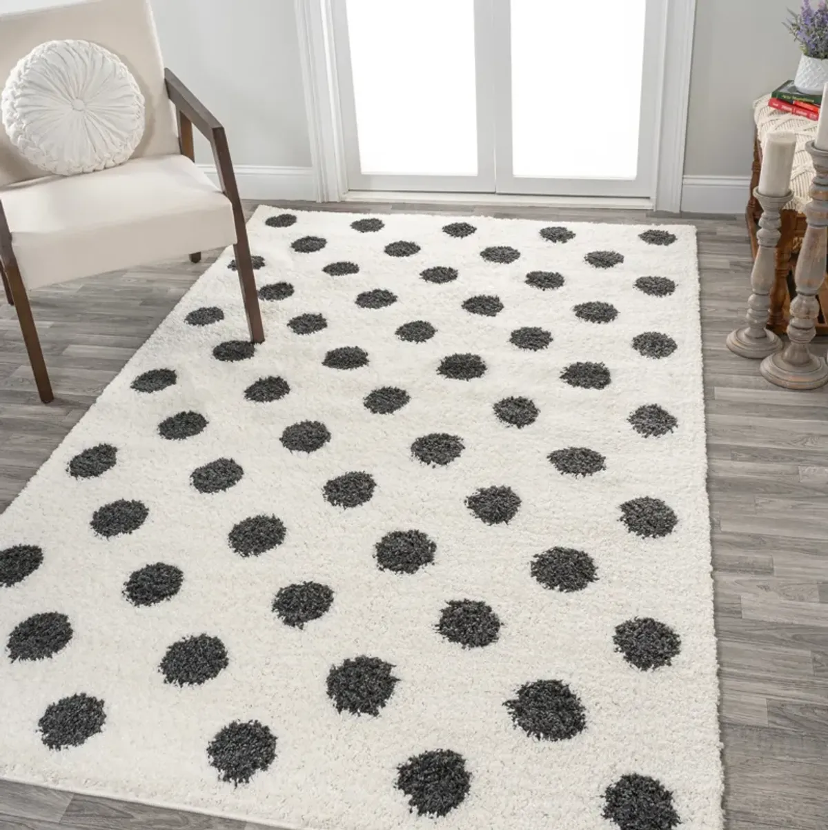 Pere Modern Charcoal Dot Shag Area Rug