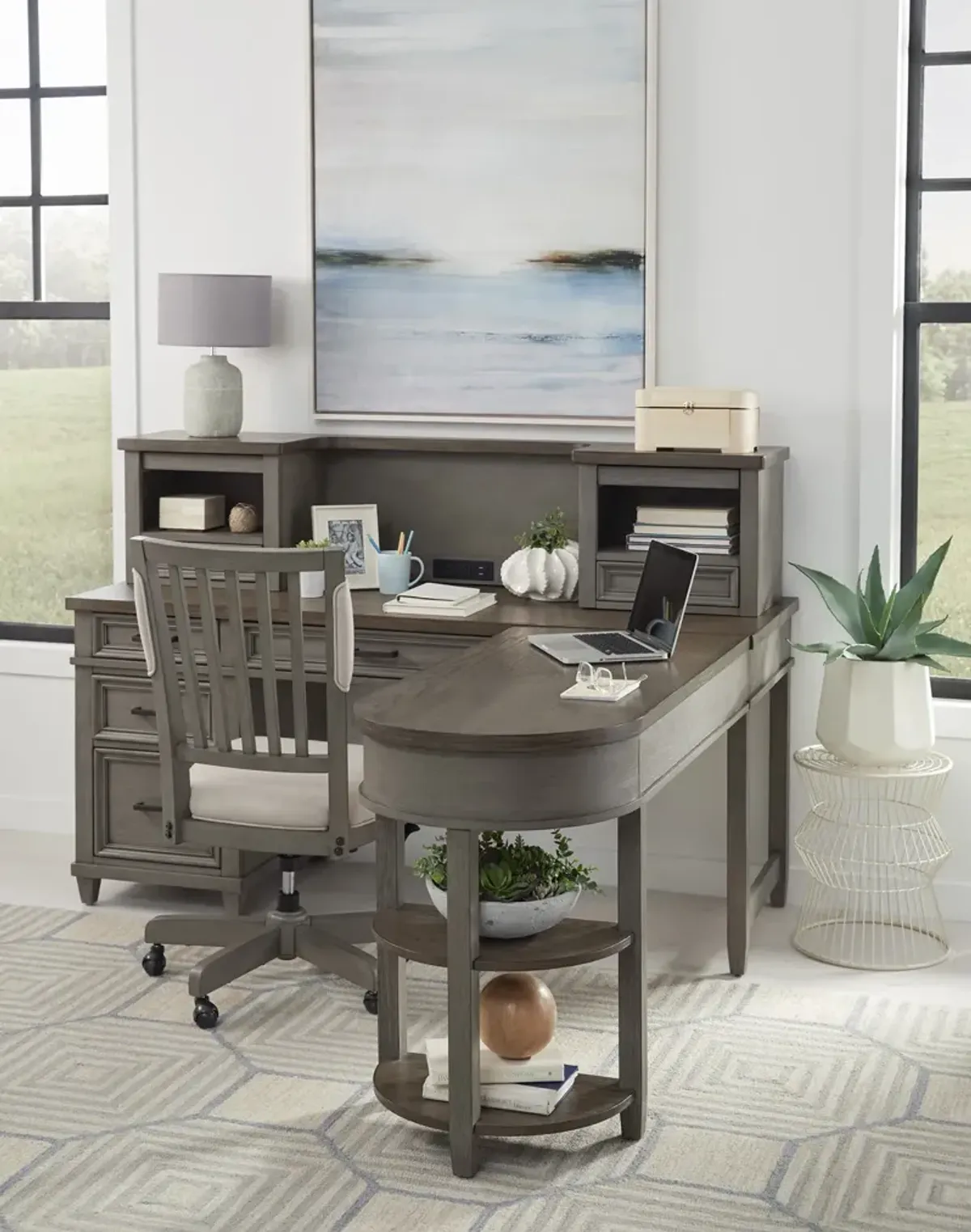 Caraway Pedestal Desk with Return