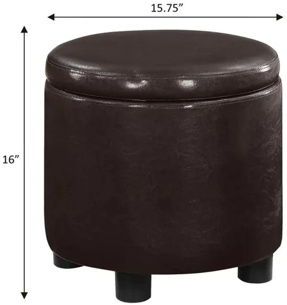 Convience Concept, Inc. Designs 4 Comfort Round Accent Storage Ottoman with Reversible Tray Lid