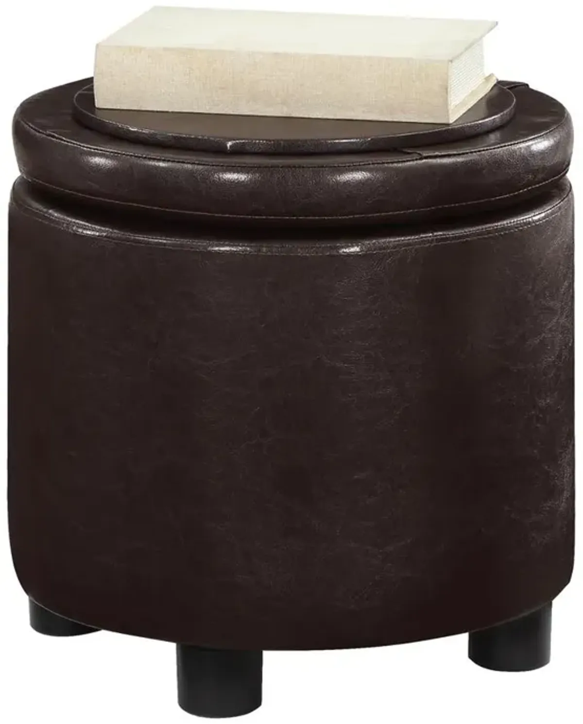 Convience Concept, Inc. Designs 4 Comfort Round Accent Storage Ottoman with Reversible Tray Lid