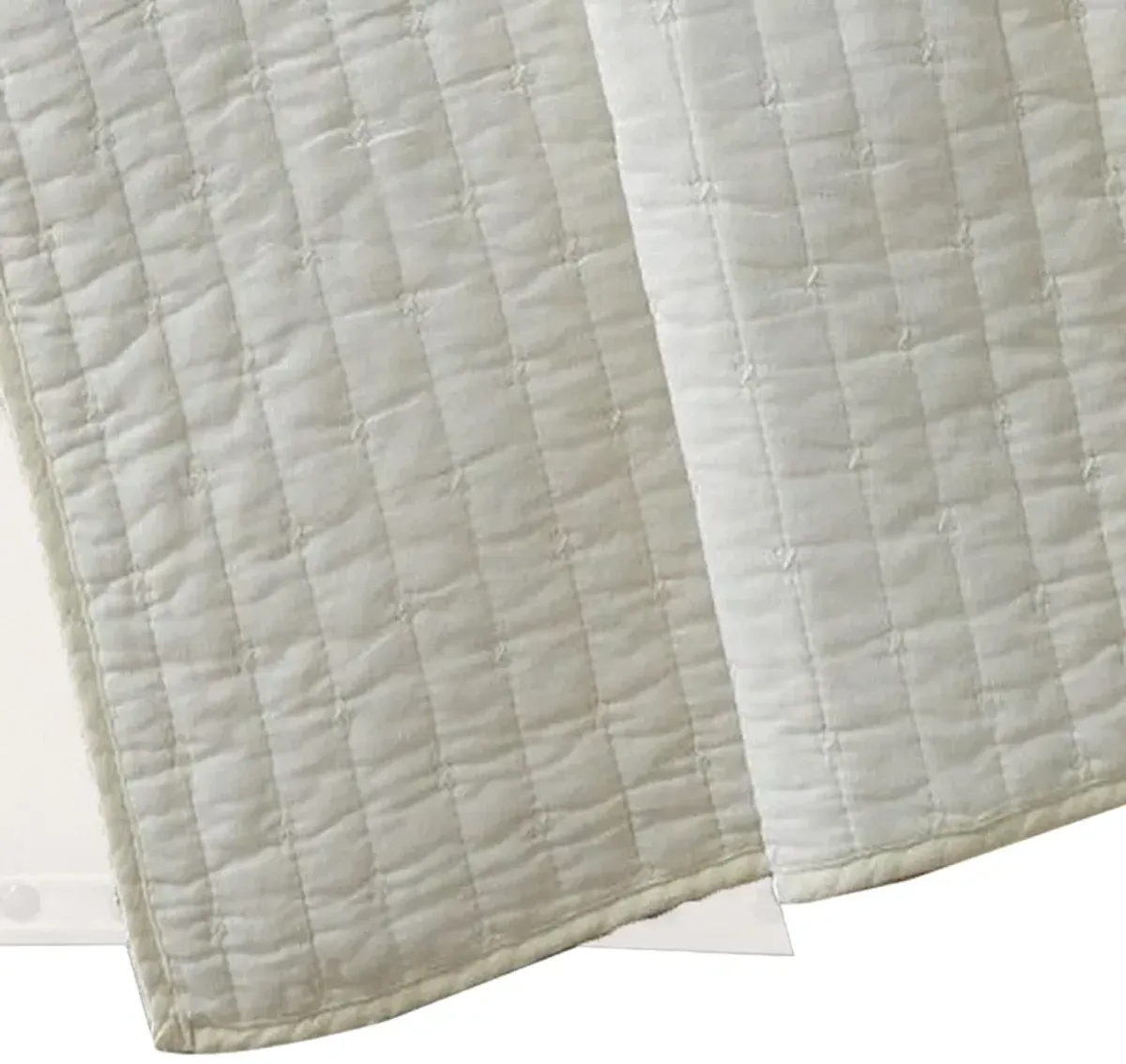 Xumi 50 x 60 Inch Quilted Throw Blanket, Channel Quilting, Antique White - Benzara