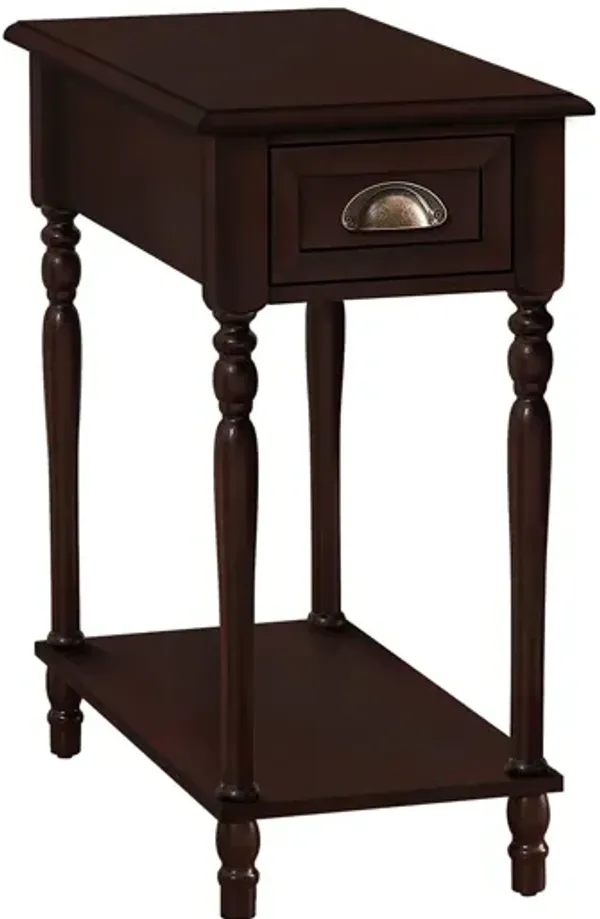 Monarch Specialties I 3968 - Accent Table, 2 Tier, Side Table, End, Narrow, Nightstand, Bedroom, Lamp, Storage Drawer, Traditional