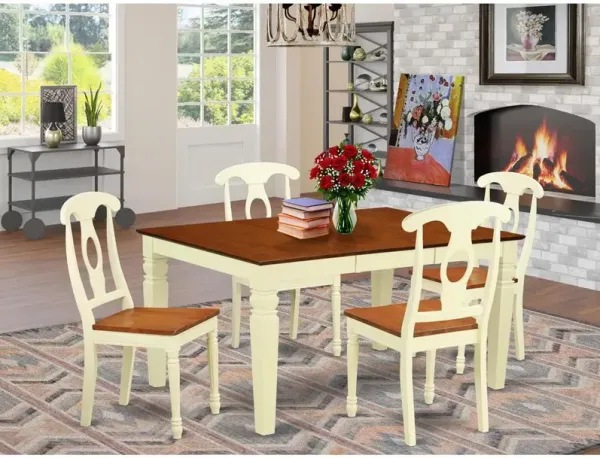 5 Pc Kitchen table set with a Dinning Table and 4 Wood Dining Chairs in Buttermilk and Cherry